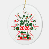 Happy New Year 2026 Celebration Keramisch Ornament (Links)