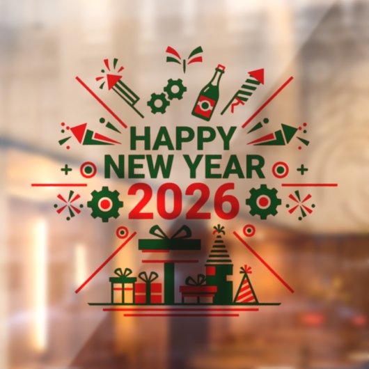 Happy New Year 2026 Celebration Raamsticker (Vel 2)