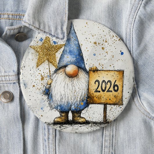 Happy New Year, 2026, Celebration Ronde Button 6,0 Cm (In situ)