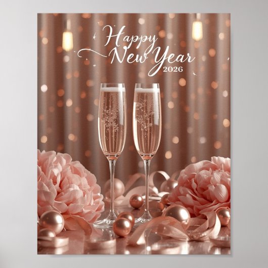 happy new year 2026 champagne sparkle poster (Devant)