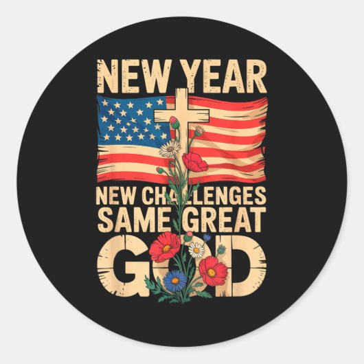 Happy New Year 2026 Christian Challenges Same Grea Ronde Sticker (Voorkant)