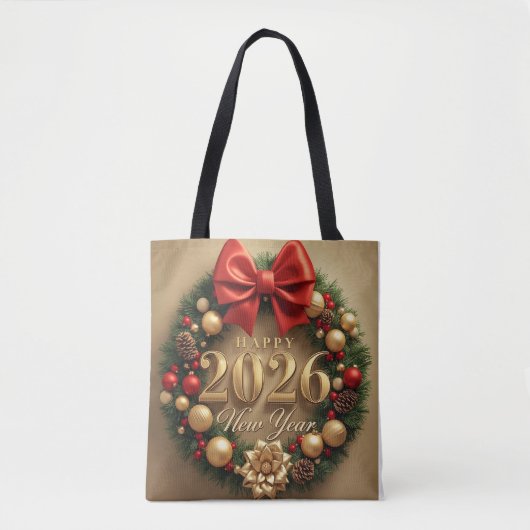 happy new year 2026 classic wreath tote bag (Devant)