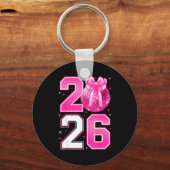 Happy New Year 2026 Coquette Bow & Disco Ball Sleutelhanger (Voorkant)