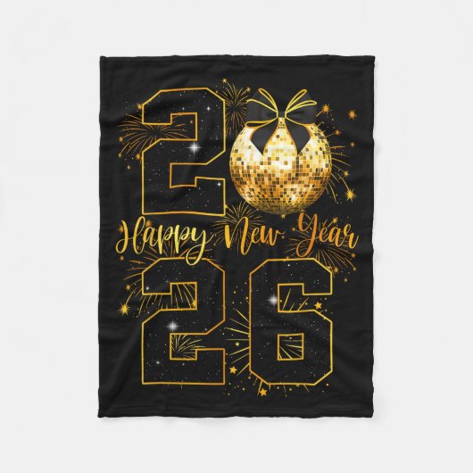 Happy New Year 2026 Coquette Bow Disco Ball New Ye Fleece Deken (Voorkant)