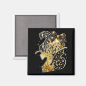 Happy New Year 2026 Coquette Bow Golden Family Mat Magneet (Voorkant / Achterkant)