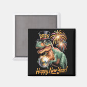 Happy New Year 2026 Dinosaur Funny T-rex Tee For K Magneet (Voorkant / Achterkant)
