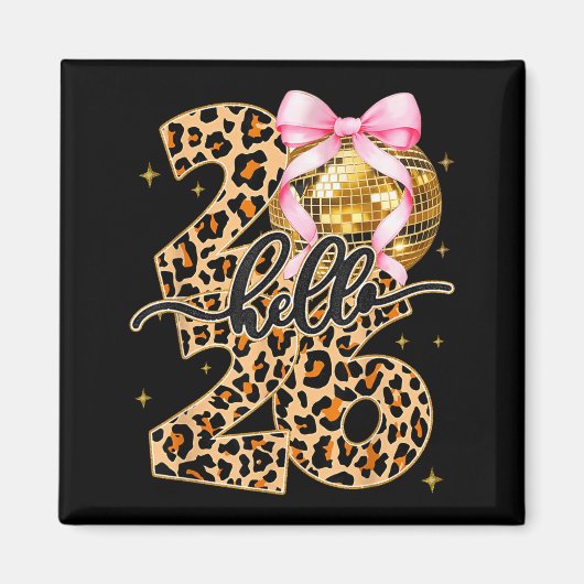 Happy New Year 2026 Disco Ball Bow New Year's Eve  Magneet (Voorkant)