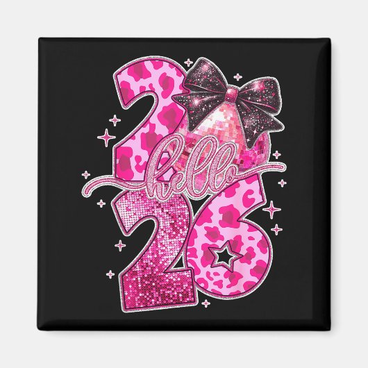Happy New Year 2026 Disco Ball Bow New Year's Eve  Magneet (Voorkant)