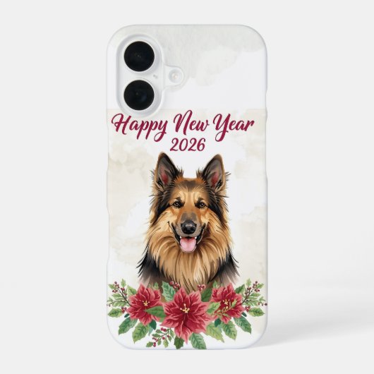 Happy New Year 2026 Dog Art iPhone 16 Hoesje (Achterkant)