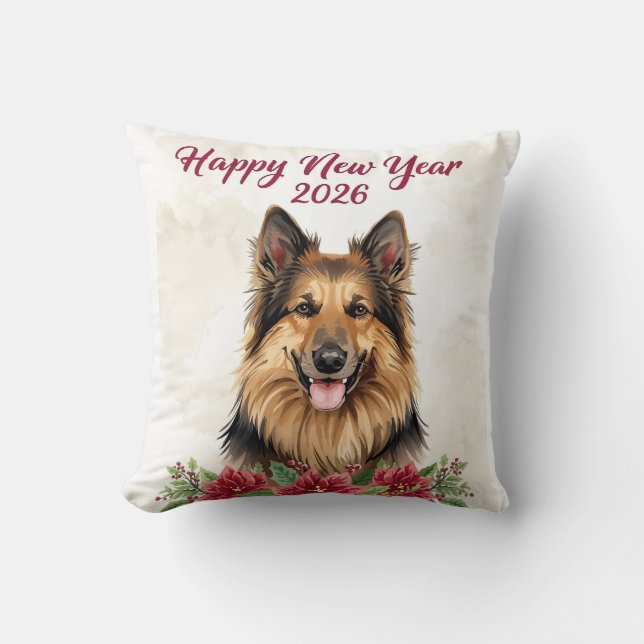 Happy New Year 2026 Dog Decor Kussen (Voorkant)