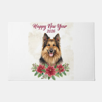 Happy New Year 2026 Dog Welcome door Mat