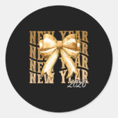 Happy New Year 2026 Eve Coquette Party Golden Fami Ronde Sticker (Voorkant)