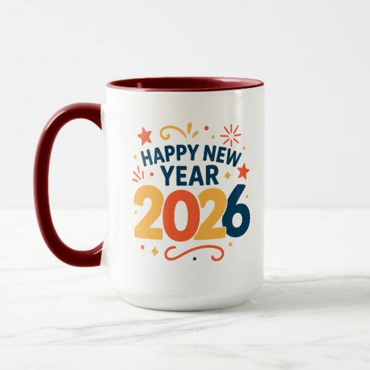 Happy New Year 2026 Festive Colorful Combo Mug (Gauche)