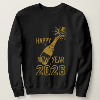 Happy New Year 2026 Glitter Sweatshirts for Women Trui