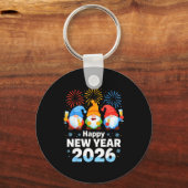 Happy New Year 2026 Gnome With Fireworks And Champ Sleutelhanger (Voorkant)