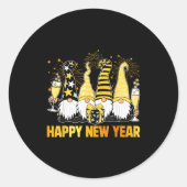 Happy New Year 2026 Gnomes Drinking Champagne New  Ronde Sticker (Voorkant)