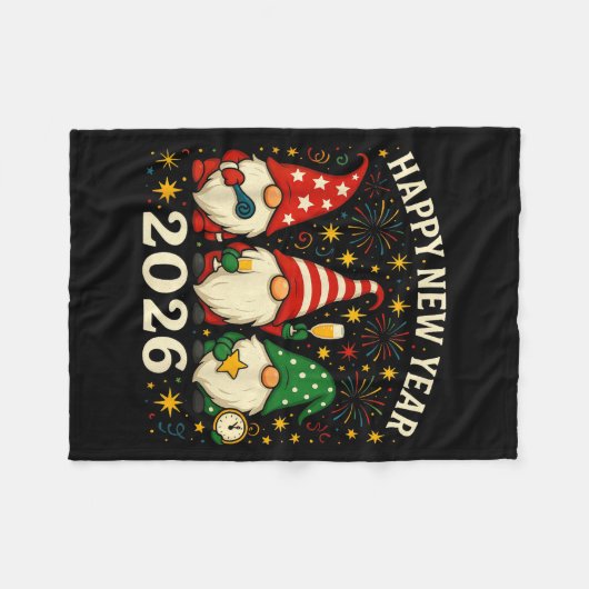 Happy New Year 2026 Gnomes Fireworks Party Fleece Deken (Voorkant (Horizontaal))