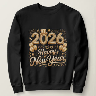 Happy New Year 2026 Gold Lettering T‑Shirt with Ba Trui