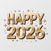 Happy New Year 2026 Gold Typography Raamsticker (Vel)