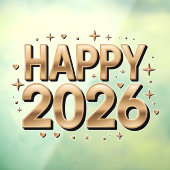 Happy New Year 2026 Gold Typography Raamsticker (Vel 3)