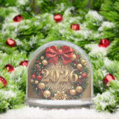 happy new year 2026 golden wreath snow globe (Noël)