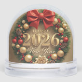 happy new year 2026 golden wreath snow globe (Arrière)