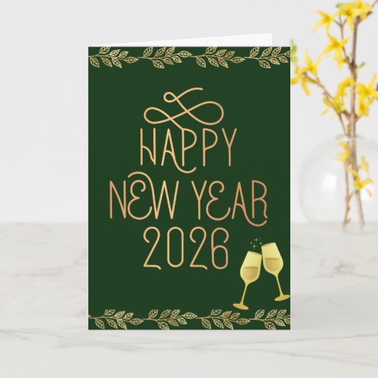 Happy New Year 2026 Greeting Card Kaart (Gele Bloem)