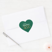 Happy New Year 2026 Heart Sticker Elegant Green  (Enveloppe)