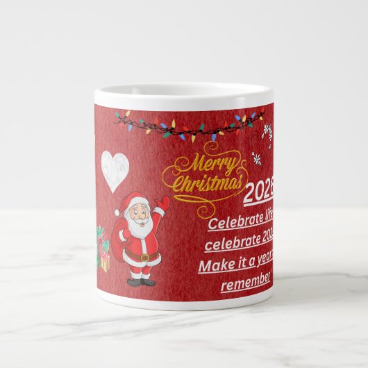 “Happy New Year 2026 Mug – Celebrate with Sparkle  Extra Grote Beker (Voorkant)