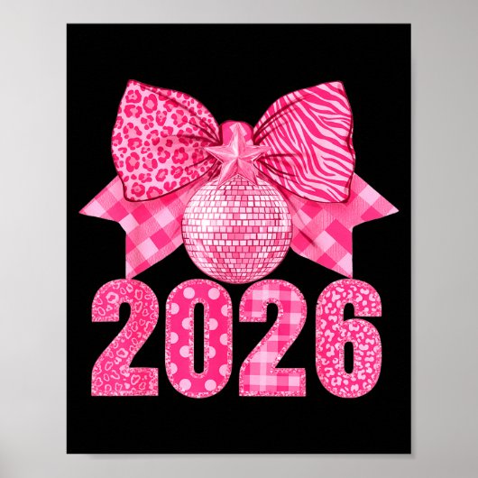 Happy New Year 2026 Nk Bow Patchwork Leopard Zebra Poster (Voorkant)