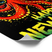 Happy New Year 2026 Octopus Drinking Champagne New Poster (Hoek)