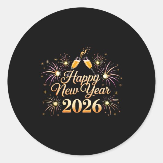 Happy New Year 2026 Party  Ronde Sticker (Voorkant)