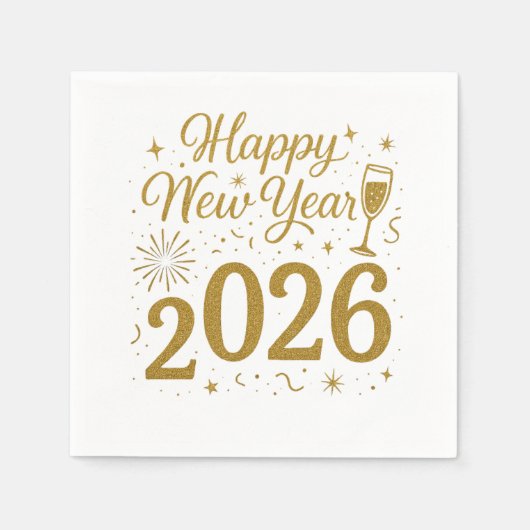 Happy New Year 2026 Party Servetten – Feestelijke  (Voorkant)