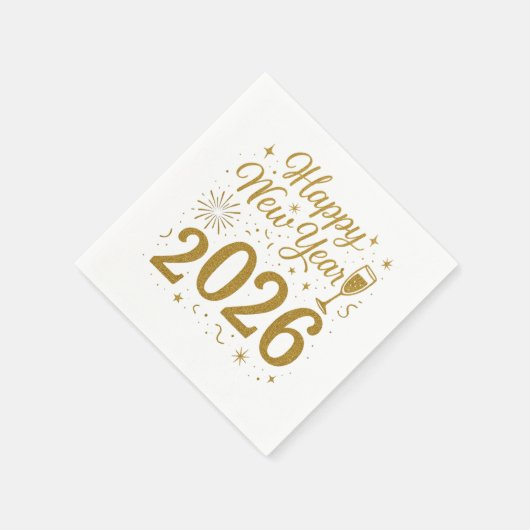 Happy New Year 2026 Party Servetten – Feestelijke (Hoek)