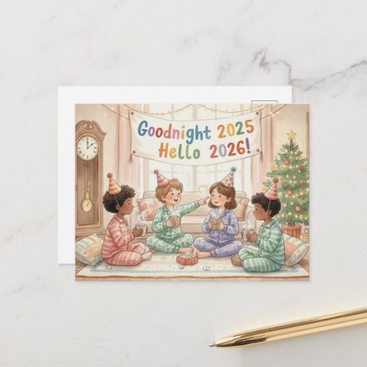 HAPPY NEW YEAR 2026 Postcard Briefkaart (Voorkant / Achterkant in situ)