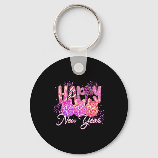 Happy New Year 2026 Preppy New Years Nk Coquette B Sleutelhanger (Voorkant)