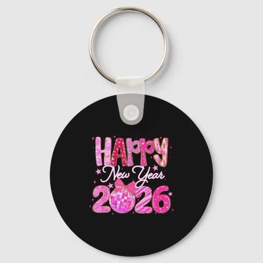 Happy New Year 2026 Preppy New Years Nk Coquette B Sleutelhanger (Voorkant)