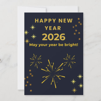 Happy New Year 2026 Printable Greeting Card | Mini Bedankkaart