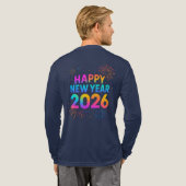 Happy New Year 2026 — Rainbow Neon Fireworks Tri-Blend Shirt (Achterkant)