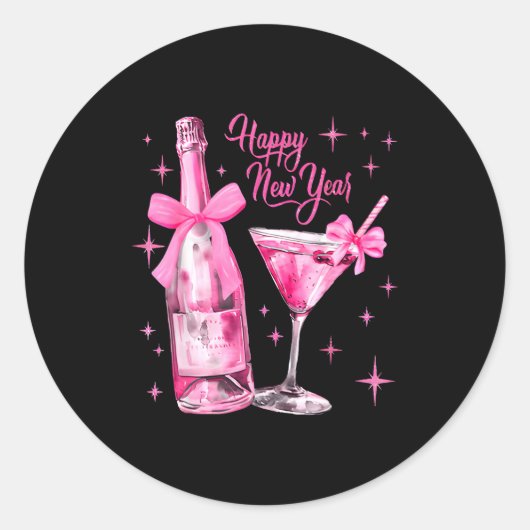 Happy New Year 2026 Retro Nk Bow Whisky New Year's Ronde Sticker (Voorkant)