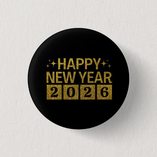Happy New Year 2026 Ronde Button 3,2 Cm (Voorkant)