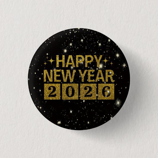 Happy New Year 2026 Ronde Button 3,2 Cm (Voorkant)
