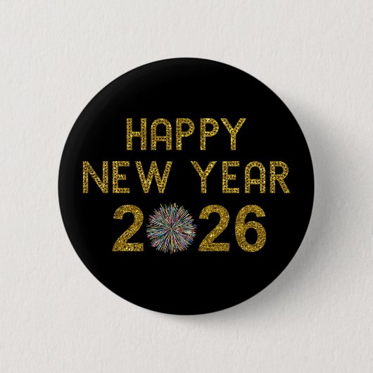 Happy New Year 2026 Ronde Button 5,7 Cm (Voorkant)