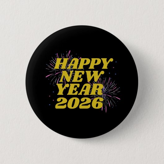 Happy New Year 2026 Ronde Button 5,7 Cm (Voorkant)