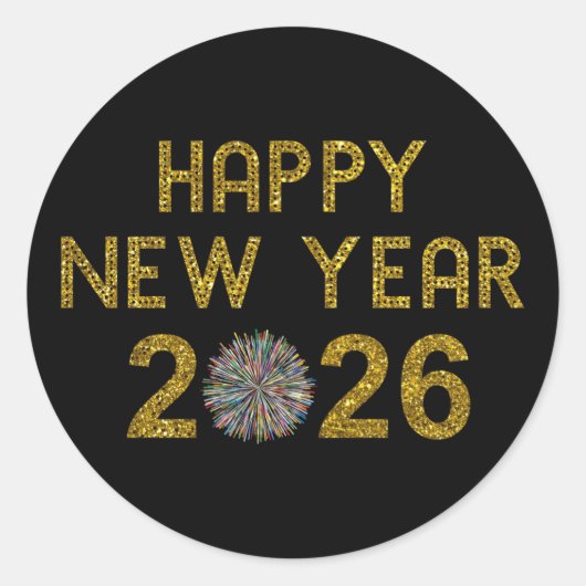 Happy New Year 2026 Ronde Sticker (Voorkant)