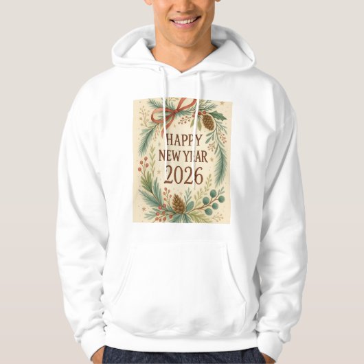 happy new year 2026 rustic floral hoodie (Voorkant)