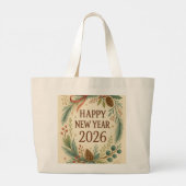 happy new year 2026 rustic tote bag (Dos)