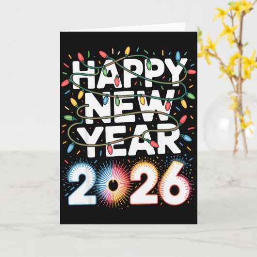 Happy New Year 2026 Sparkle Shirt For Women Kaart (Gele Bloem)