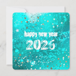 Happy new year 2026 turquoise holiday card feestdagenkaart