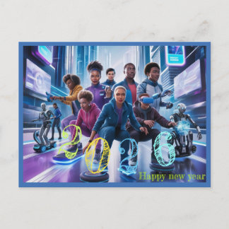 Happy New Year 2026 typography gift Feestdagenkaart